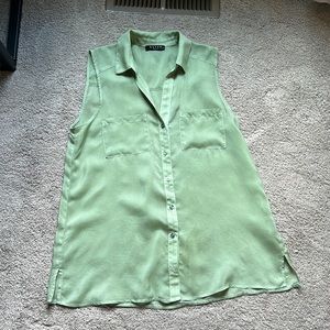 Maven West green sleeveless button-up from Anthropologie